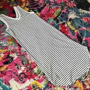 Striped Sleeveless V-Neck Maxi Dress